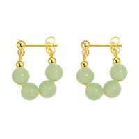 Gemstone Drop Earring, Brass, with Hetian Jade, gold color plated, fashion jewelry & for woman 