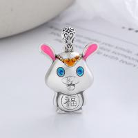 Pendentifs animaux en argent, 990 en argent sterling, lapin, Finition antique, DIY & autocollant époxyde Vendu par PC