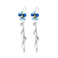 Sterling Silver Drop Earring, 925 Sterling Silver, Flower, Antique finish, fashion jewelry & for woman & epoxy gel, 14mm 