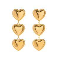 Stainless Steel Drop Earring, 304 Stainless Steel, Heart, 18K gold plated, fashion jewelry & for woman, golden 