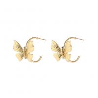 Pendientes de Perno de Aleación de Zinc, Mariposa, chapado en color dorado, Joyería & para mujer, dorado, 20x16mm, Vendido por Par