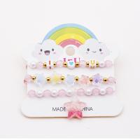 Bijoux Bracelet en plastique, étoile, trois pièces & pour les enfants, multicolore, Diamètre inté Environ 45mm, Vendu par fixé