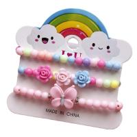 Bijoux Bracelet en plastique, papillon, trois pièces & pour les enfants, multicolore, Diamètre inté Environ 45mm, Vendu par fixé