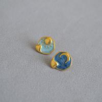 Brass Stud Earring, gold color plated, fashion jewelry & for woman & enamel, mixed colors, 20mm 