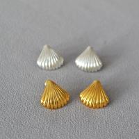 Brass Stud Earring, Shell, real gold plated, fashion jewelry & for woman 20mm 