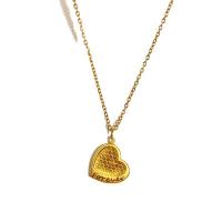 Collar de la joyería de titanio, Partículas de acero, con 2inch extender cadena, Corazón, chapado en oro real, cadena oval & para mujer, longitud:aproximado 15.7 Inch, Vendido por UD