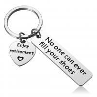 Stainless Steel Key Chain, 304 Stainless Steel, Rectangle, polished, Unisex & with letter pattern, original color 