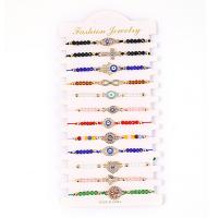 Evil Eye Schmuck Armband, Zinklegierung, mit Terylen Schnur & Kristall, plattiert, 12 Stück & für Frau & Emaille & mit Strass, Länge:ca. 7-11 ZollInch, verkauft von setzen