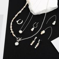 Messing Süßwasser Zuchtperlen Schmuck Sets, Natürliche kultivierte Süßwasserperlen, mit Messing, Modeschmuck & verschiedene Stile für Wahl & für Frau, verkauft von PC