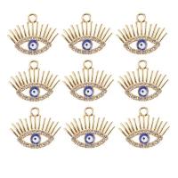 Zinc Alloy Evil Eye Pendant, enamel & with rhinestone, golden 