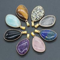 Gemstone Brass Pendants, with Gemstone, plated, DIY 