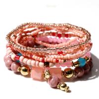 Wrap Bracelets, Acrylic, with Seedbead & Resin & Zinc Alloy, stoving varnish, multilayer & Bohemian style & for woman Approx 6-8 Inch 