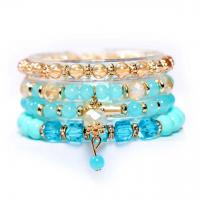 Wrap Bracelets, Glass Beads, with Resin & Zinc Alloy, gold color plated, multilayer & Bohemian style & for woman Approx 7 Inch 