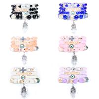 Wrap Bracelets, Glass, with Crystal & Zinc Alloy & Acrylic, stoving varnish, multilayer & Bohemian style & evil eye pattern & for woman & with rhinestone Approx 7 Inch 