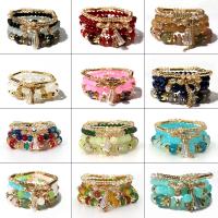 Wrap Bracelets, Glass, with Crystal & Zinc Alloy, stoving varnish, multilayer & Bohemian style & for woman Approx 7 Inch 