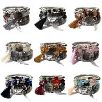 bracelet d'enveloppe, alliage de zinc, avec cristal & résine, Placage, multicouche & Style bohème & pour femme, plus de couleurs à choisir Environ 7 pouce, Vendu par fixé