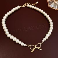 Collier de perles en plastique, alliage de zinc, avec perle de plastique, bijoux de mode & pour femme, blanc Environ 52.7 cm, Vendu par PC