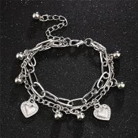 Moda pulseras de la aleación de Zinc, con 5cm extender cadena, chapado en color de plata, Doble capa & Joyería & para mujer, longitud:aproximado 15 cm, Vendido por UD