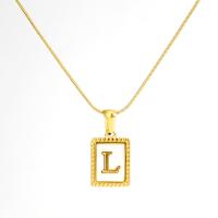 Stainless Steel Jewelry Necklace, 304 Stainless Steel, Rectangle, Vacuum Ion Plating, fashion jewelry & letters are from A to Z & for woman & enamel, two different colored cm 