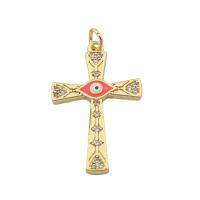 Fashion Evil Eye Pendant, 925 Sterling Silver, Cross, gold color plated, DIY & micro pave cubic zirconia Approx 0.3mm 