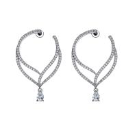 Befestiger Zirkonia Messing Ohrring, Platinfarbe platiniert, Micro pave Zirkonia & für Frau, 26x41mm, verkauft von Paar