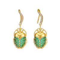 Cubic Zirconia Micro Pave Brass Earring, Insect, gold color plated, micro pave cubic zirconia & for woman 