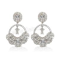 Cubic Zirconia Micro Pave Brass Earring, plated, micro pave cubic zirconia & for woman 