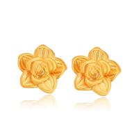 Pendientes de Perno de Aleación de Zinc, Flor, chapado en color dorado, Joyería & para mujer, 8mm, Vendido por Par