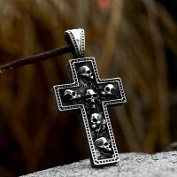 Stainless Steel Cross Pendants, 304 Stainless Steel, Skull Cross, polished, vintage & DIY, original color 