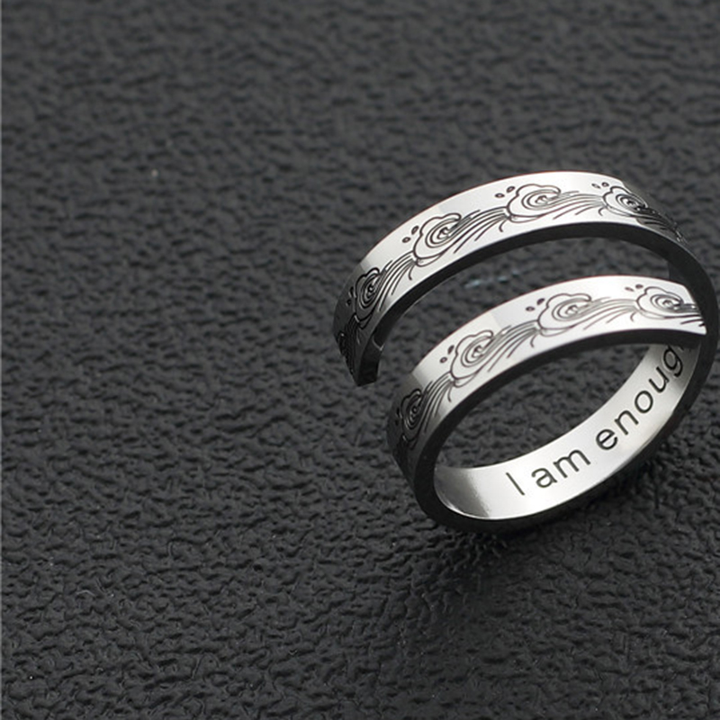 316 L Edelstahl Manschette Fingerring, Jeder benutzerdefinierte Text muss weniger als zehn Buchstaben sein & Modeschmuck & für Frau, originale Farbe, 4.5x1.5mm,92mm, verkauft von PC