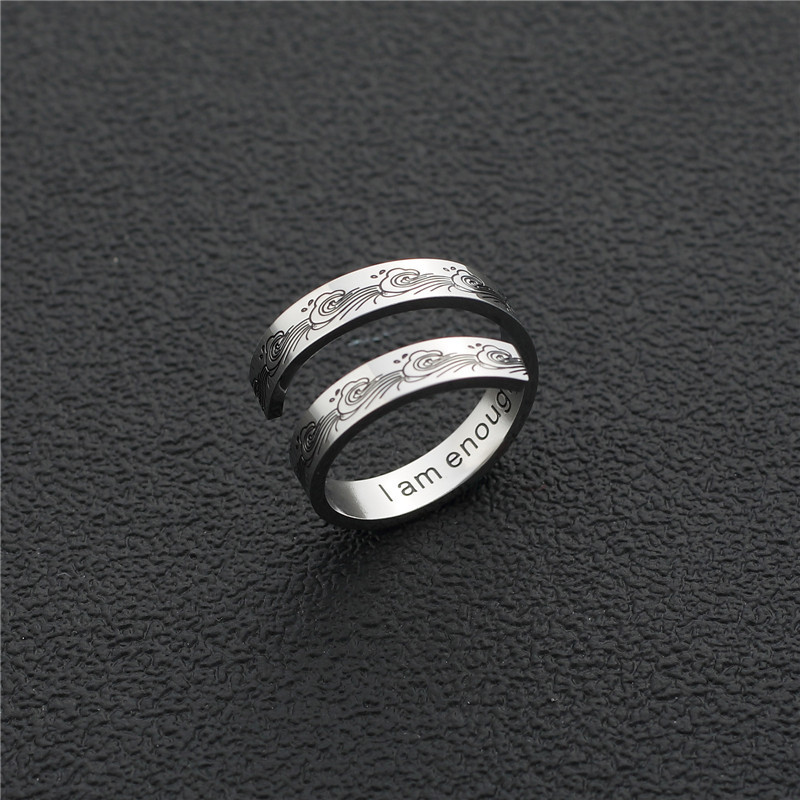 316 L Edelstahl Manschette Fingerring, Jeder benutzerdefinierte Text muss weniger als zehn Buchstaben sein & Modeschmuck & für Frau, originale Farbe, 4.5x1.5mm,92mm, verkauft von PC