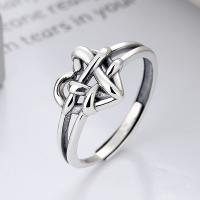 Bague en argent , Argent sterling 925, coeur, Finition antique, bijoux de mode & pour femme, 11mm, Vendu par PC