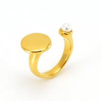 Edelstahl Fingerring, 304 Edelstahl, mit Kunststoff Perlen, 18K vergoldet, Modeschmuck & für Frau, goldfarben, verkauft von PC