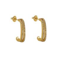 Stainless Steel Rhinestone Stud Earring, 304 Stainless Steel, 18K gold plated, fashion jewelry & for woman & with rhinestone, golden 