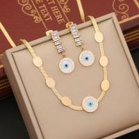 Evil Eye Jewelry Set, 304 Stainless Steel, gold color plated & for woman & enamel & with rhinestone 