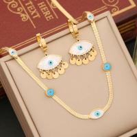 Evil Eye Jewelry Set, 304 Stainless Steel, with Resin, gold color plated & for woman & enamel 