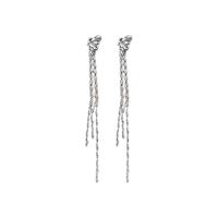 Moda flecos pendientes, metal, Joyería & micro arcilla de zirconia cúbica & para mujer, plateado, 180x20mm, Vendido por Par