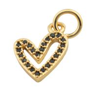 Colgante de Micro Pavé de Zirconía Cúbica, metal, Corazón, chapado en color dorado, Joyería & Bricolaje & micro arcilla de zirconia cúbica & para mujer, dos diferentes colores, 12x9x2mm, agujero:aproximado 3mm, Vendido por UD