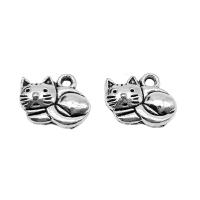 Zinc Alloy Animal Pendants, Cat, silver color plated, cute & DIY 