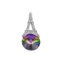 Pendentifs de stras en alliage Zinc, alliage de zinc, Tour Eiffel, Placage de couleur argentée, DIY & avec strass, multicolore Vendu par PC