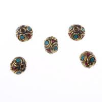 Brass Spacer Beads, with Clay, gold color plated, vintage & DIY, mixed colors 