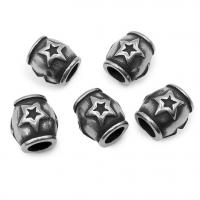 Stainless Steel Large Hole Beads, 304 Stainless Steel, barrel, vintage & DIY & machine polishing & blacken, original color 