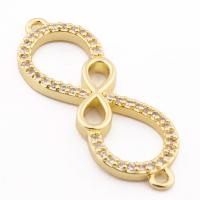 Cubic Zirconia Micro Pave Brass Connector, Infinity, high quality gold color plated, DIY & micro pave cubic zirconia Approx 1mm 