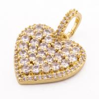 Colgante de Micro Pavé de Zirconía Cúbica, metal, Corazón, color del oro de la alta calidad chapado, Bricolaje & micro arcilla de zirconia cúbica, 29x21x4mm, agujero:aproximado 5mm, Vendido por UD