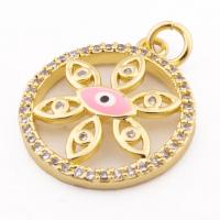 Fashion Evil Eye Pendant, Brass, high quality gold color plated, DIY & micro pave cubic zirconia Approx 3mm 