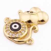 Evil Eye Jewelry Connector, Brass, high quality gold color plated, DIY & micro pave cubic zirconia Approx 1mm 