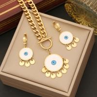 Evil Eye Jewelry Set, 316 Stainless Steel, fashion jewelry & for woman & enamel Approx 17.72 Inch 