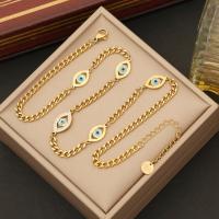 Evil Eye Ensemble de bijoux, Acier inoxydable 316, avec 1.97inch chaînes de rallonge, bijoux de mode & styles différents pour le choix & pour femme & avec strass Environ 15.75 pouce, Vendu par PC