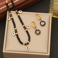 Evil Eye Jewelry Set, 316 Stainless Steel, with Crystal, with 1.97inch extender chain, handmade, fashion jewelry & for woman Approx 15.75 Inch 