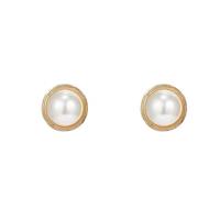 Brass Stud Earring, Copper Alloy, with Plastic Pearl, Round, real gold plated, fashion jewelry & for woman 